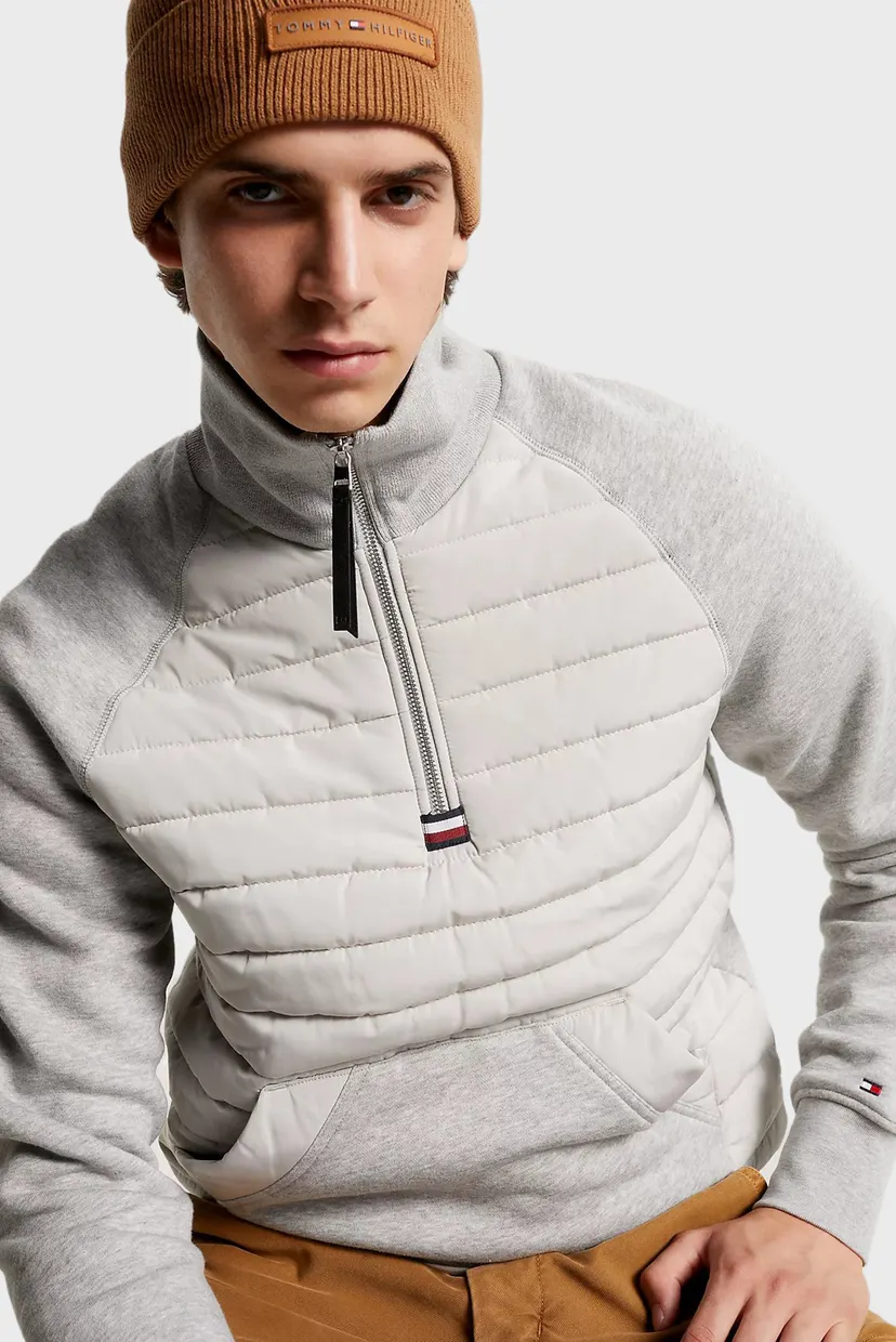 Чоловіча світло-сіра спортивна кофта MIX MEDIA HALF ZIP 4