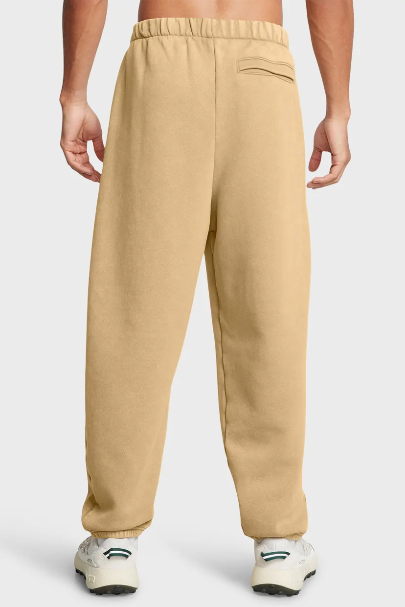 Чоловічі бежеві спортивні штани UA Icon HWT Flc Wash OS Pant 3