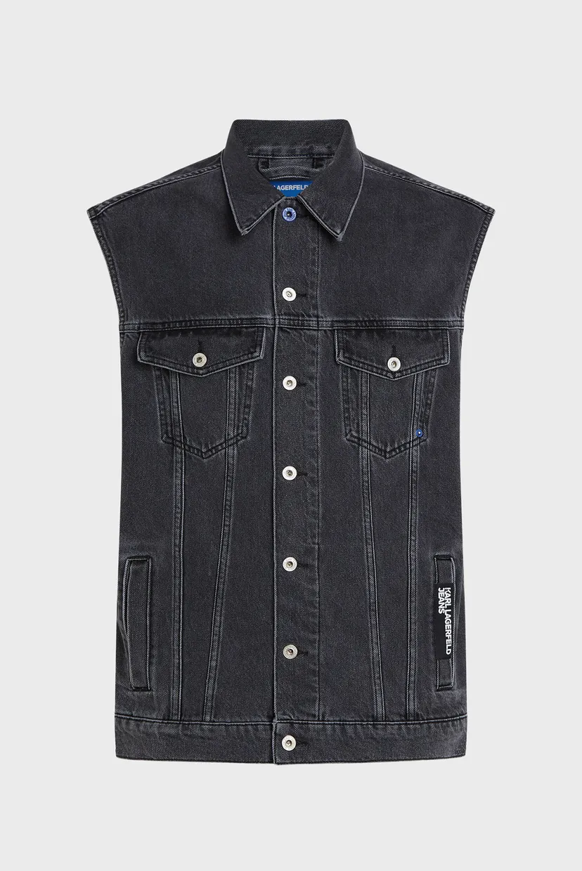 Мужской черный джинсовый жилет vest print 5