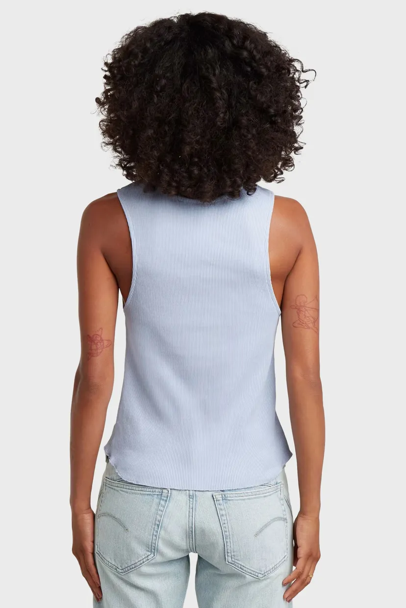 Жіночий блакитний топ henley 3