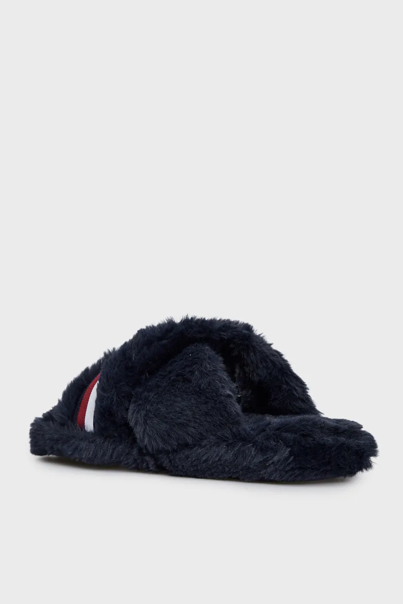 Жіночі темно-сині капці FUR CROSS STRAP HOME SLIPPER 5