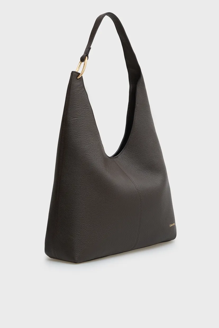 Жіноча темно-коричнева шкіряна сумка SLOUCHY LEATHER MD SHOULDER 3