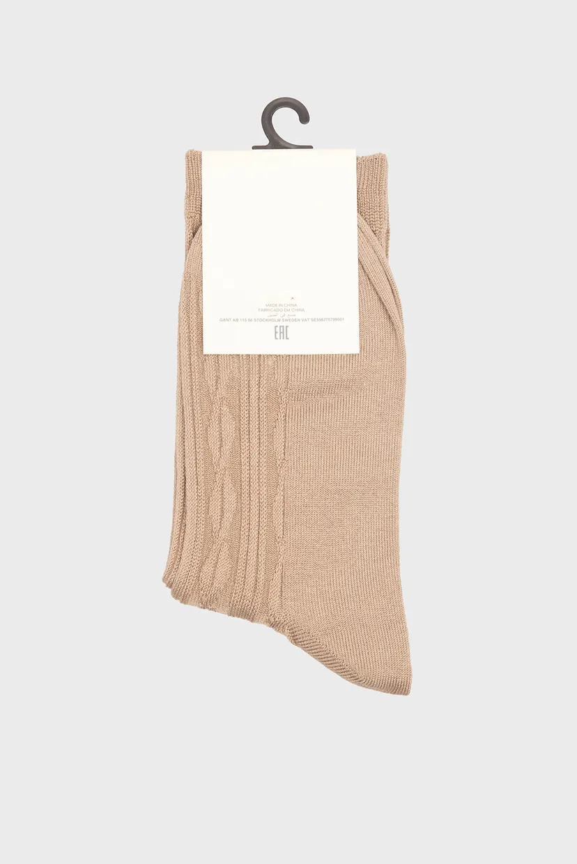 Женские бежевые носки CABLE KNIT SOCKS 3