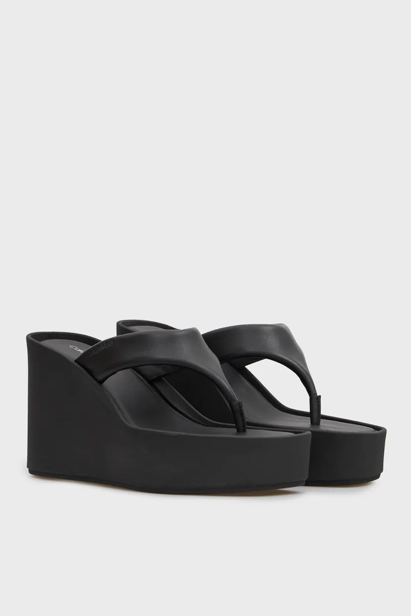 Женские черные кожаные мюли  WEDGE 70 THONG 3
