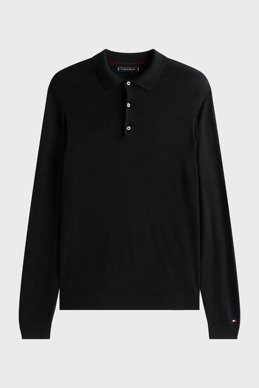 Чоловіче чорне поло SILK BLEND BUTTON 4