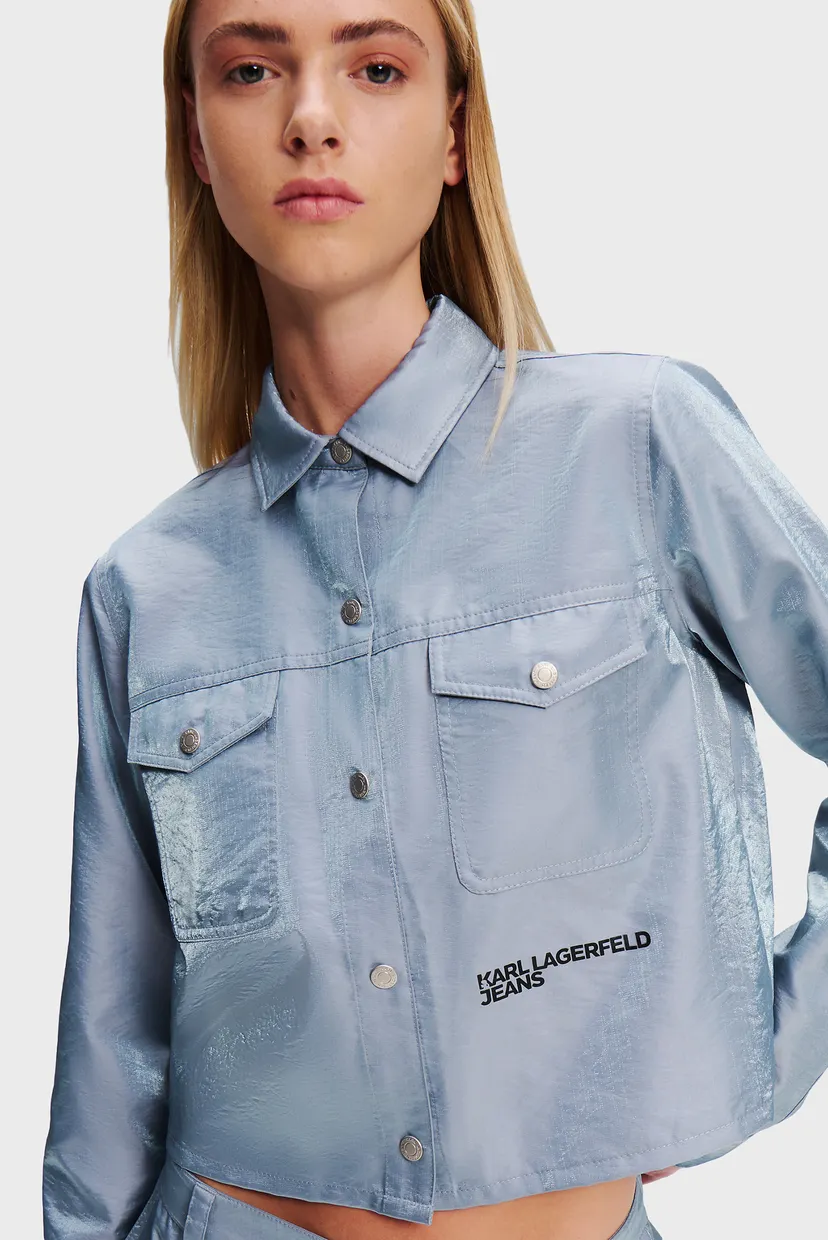 Жіноча блакитна сорочка klj boxy iridescent shirt 4