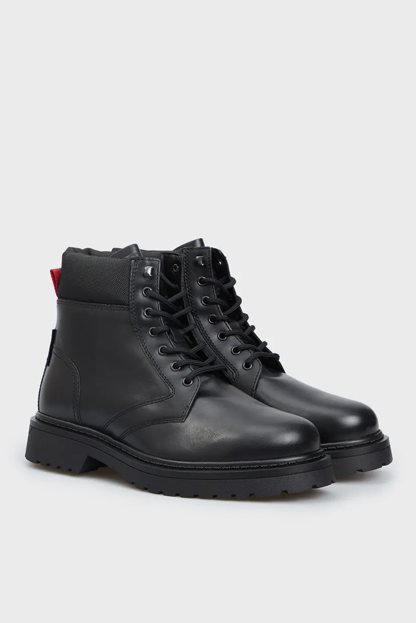 Чоловічі чорні шкіряні черевики TJM LACE UP BOOT 3