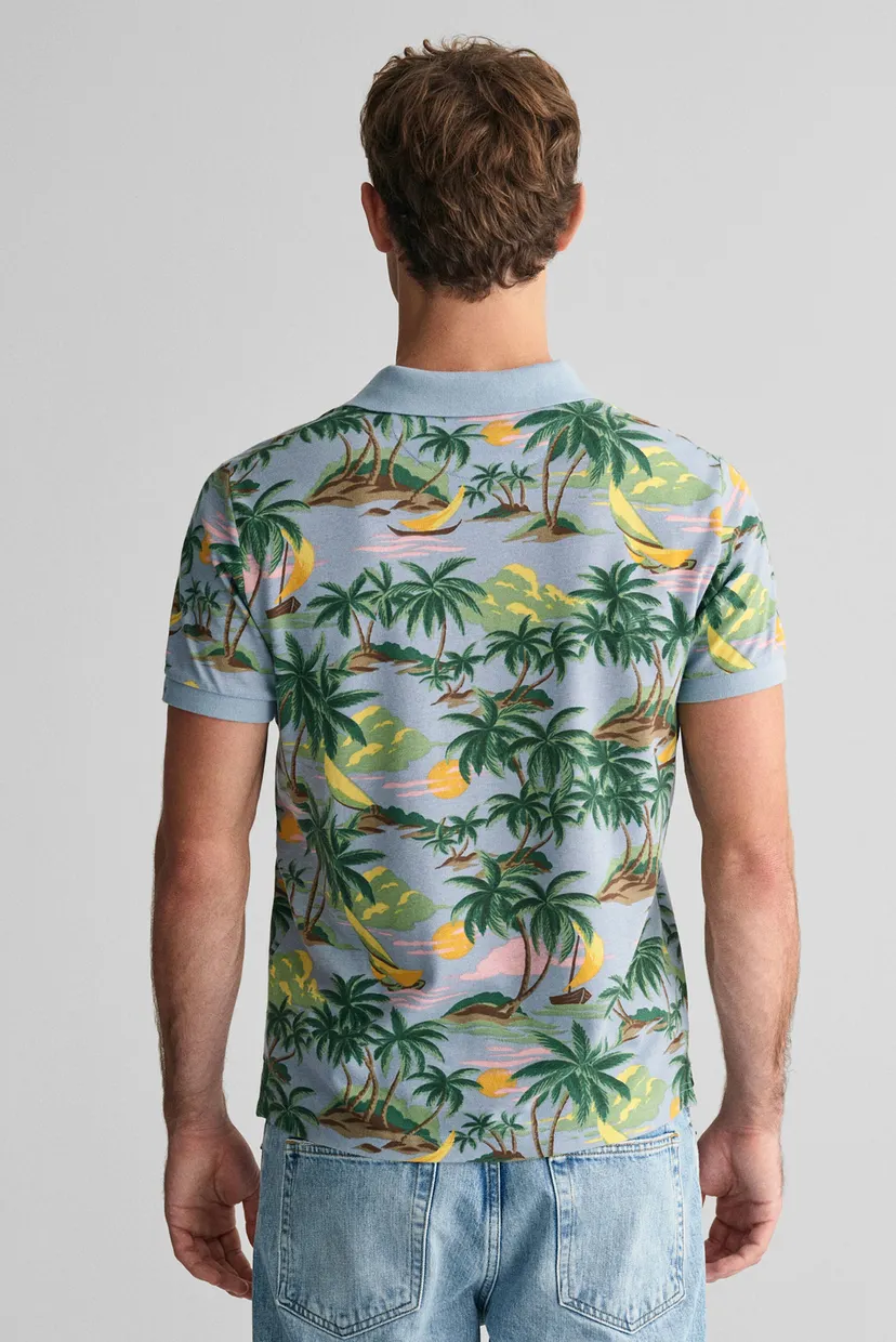 Чоловіче блакитне поло з візерунком HAWAII PRINT SS 3