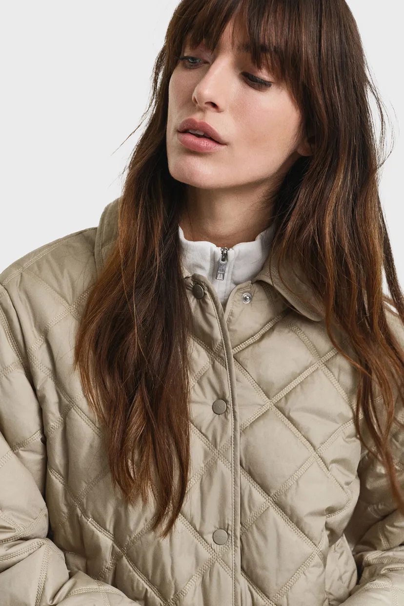 Женская бежевая куртка QUILTED JACKET WITH COLLAR 4