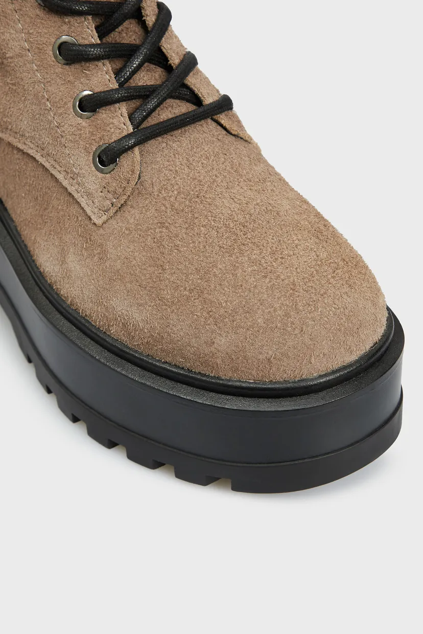 Жіночі бежеві замшеві черевики FLATFORM ZIP LACEUP MG S 4