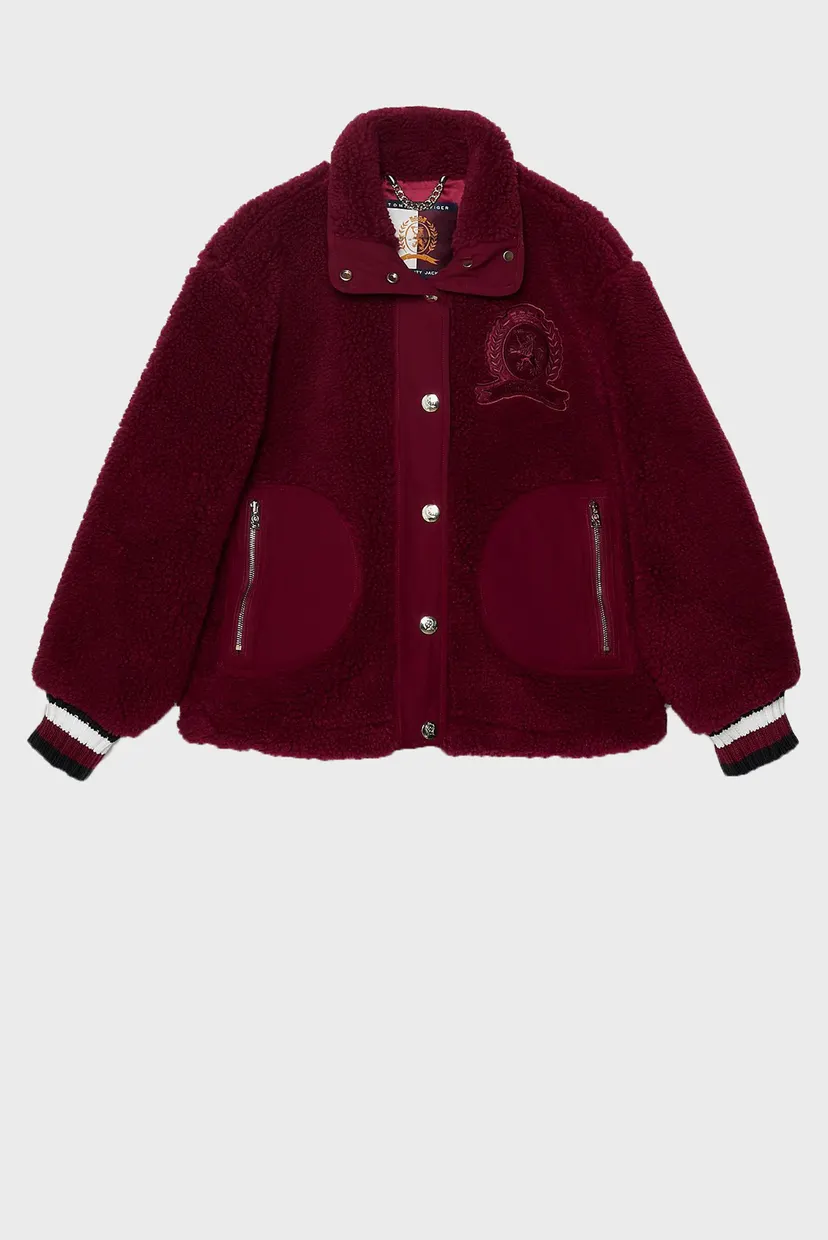 Женская бордовая куртка THC FAUX FUR VARSITY 7