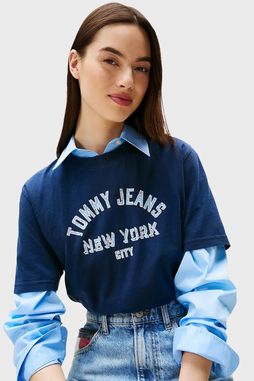 Жіноча темно-синя футболка RLX VARSITY OVERDYE 4