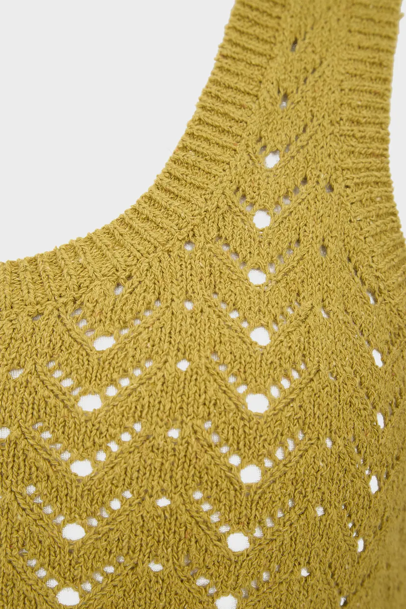 Женский оливковый топ Sleeveless round neck top 8