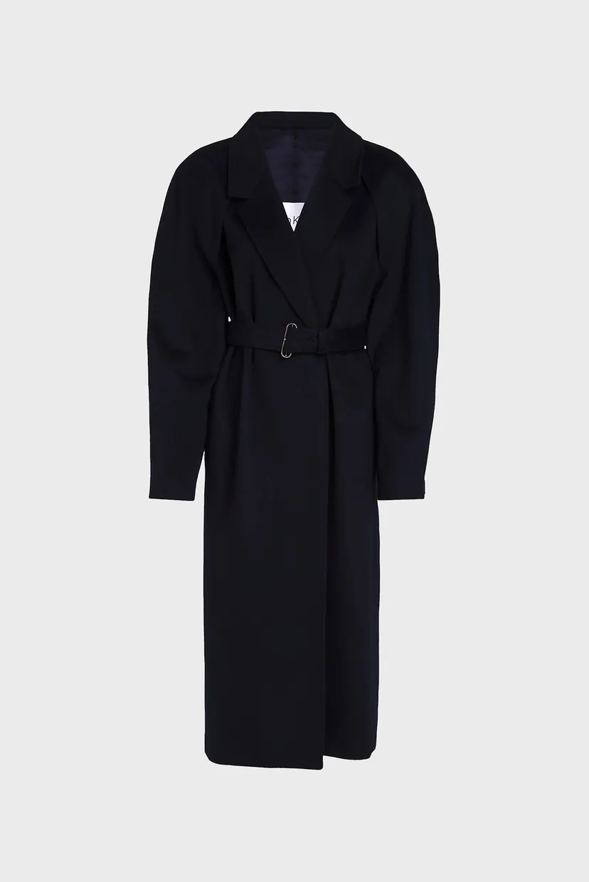 Жіноче чорне вовняне пальто CUT OUT WOOL WRAP COAT 5