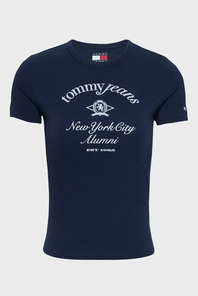Жіноча темно-синя футболка TJW SLIM CREST NYC RINGER 6