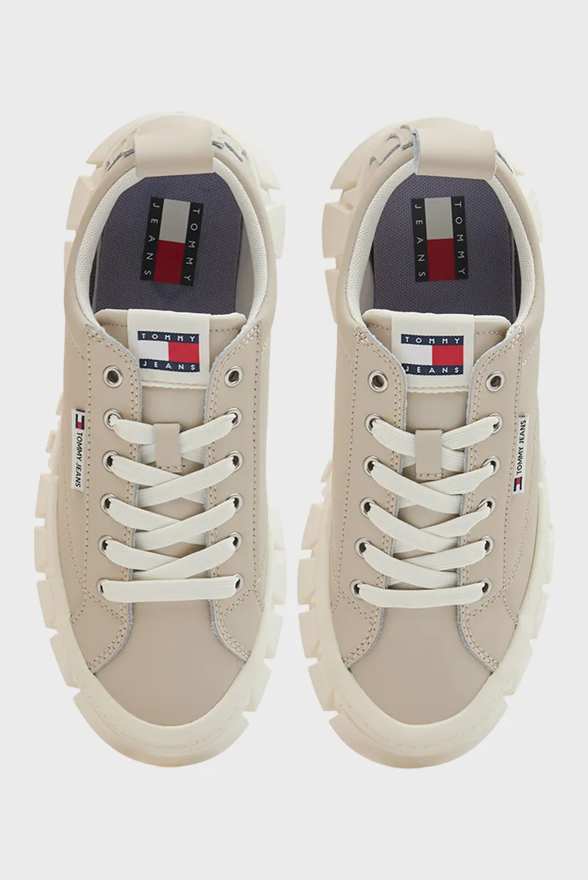 Жіночі бежеві шкіряні снікерси FLATFORM 4