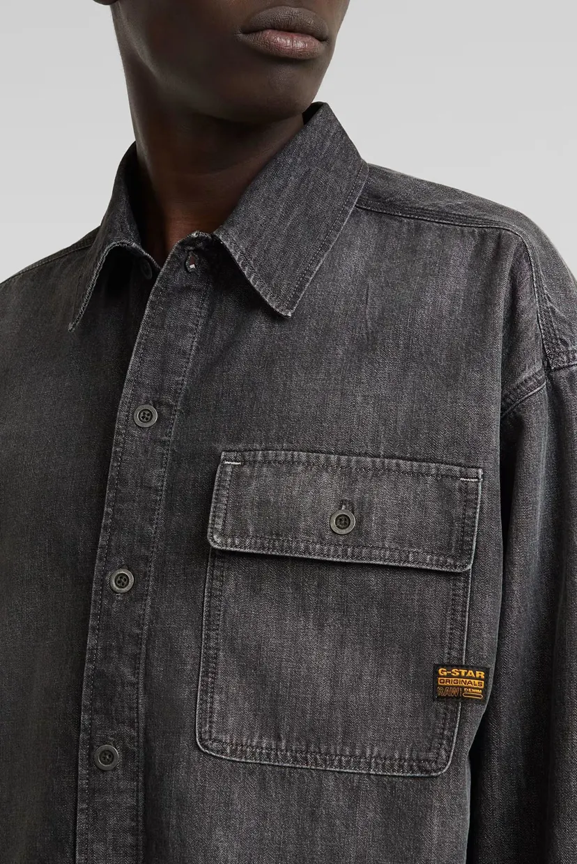 Чоловіча темно-сіра джинсова сорочка Boxy fit flap pocket shirt 4