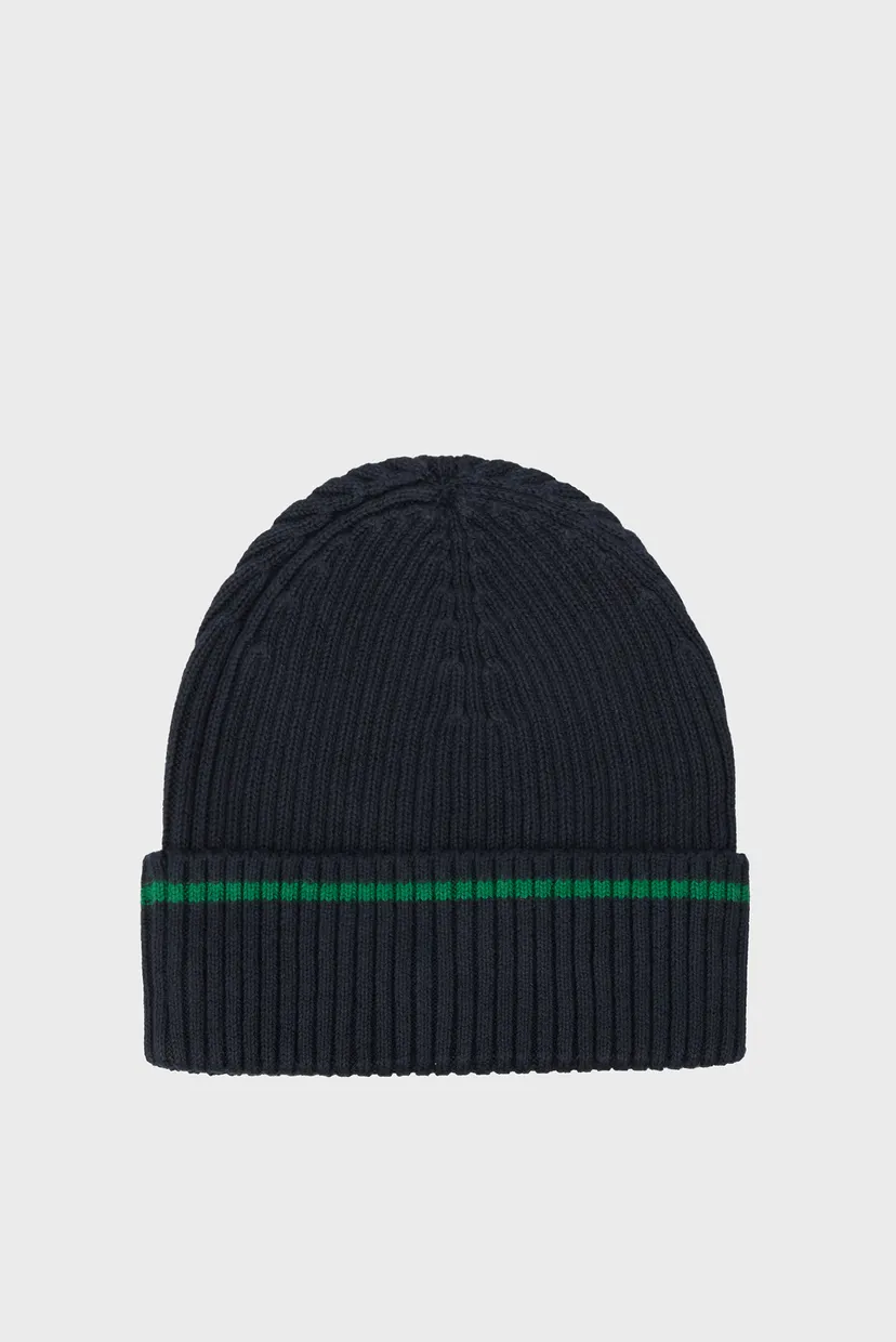 Мужская темно-синяя шапка PATCH RIB COTTON TIPPING BEANIE 3