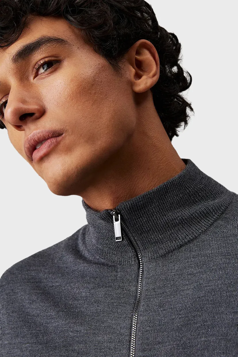 Чоловіча сіра вовняна кофта SUPERIOR WOOL QUARTER ZIP 4
