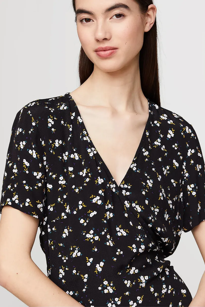 Жіноча чорна сукня з візерунком TJW FLORAL RUFFLE WRAP DRESS 3