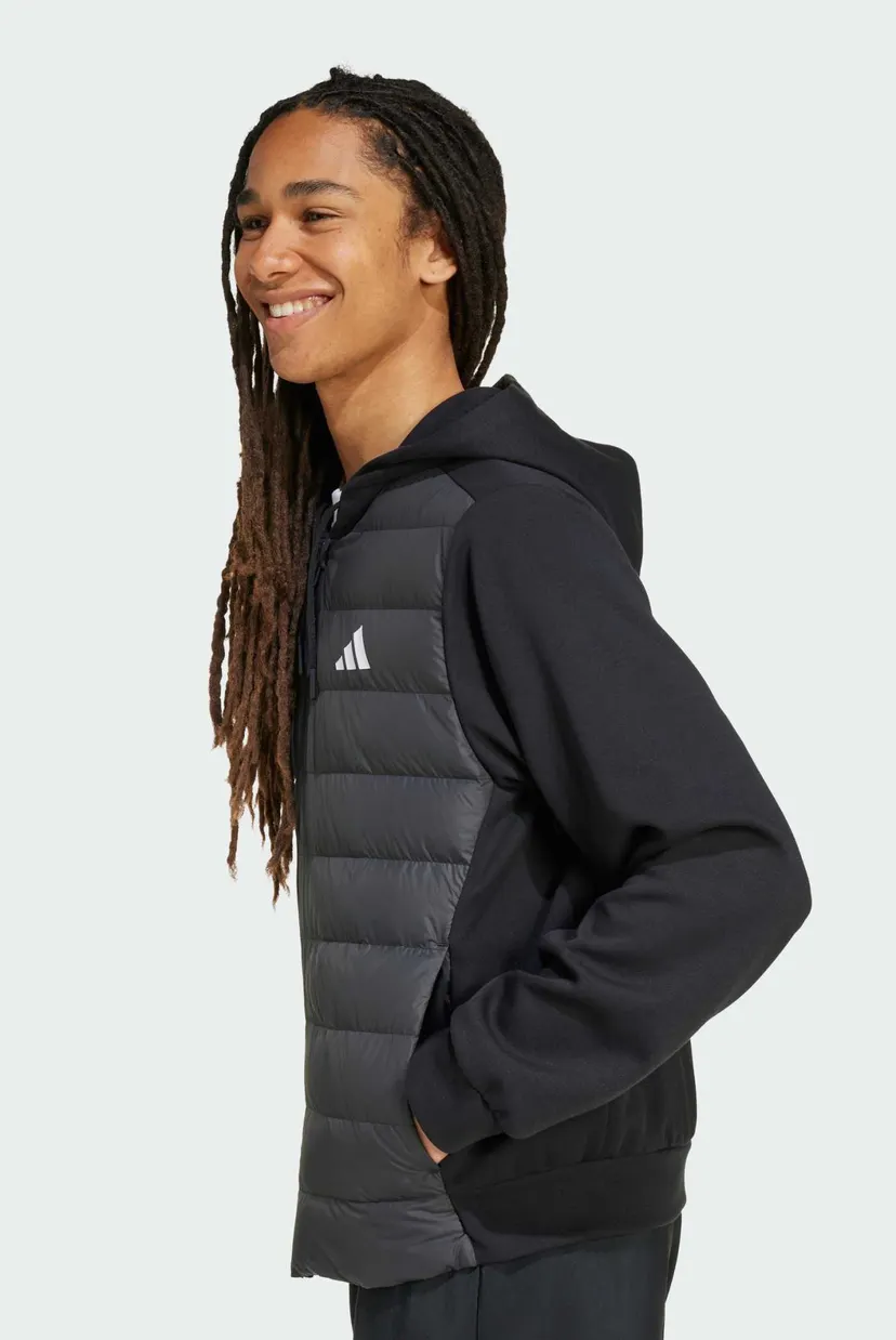 Мужской черный пуховик Essentials CLIMAWARM Hybrid Down Hooded 3