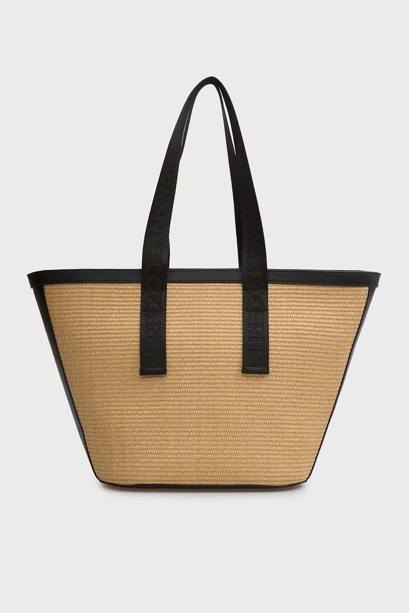 Женская бежевая сумка LOGO RAFFIA 4