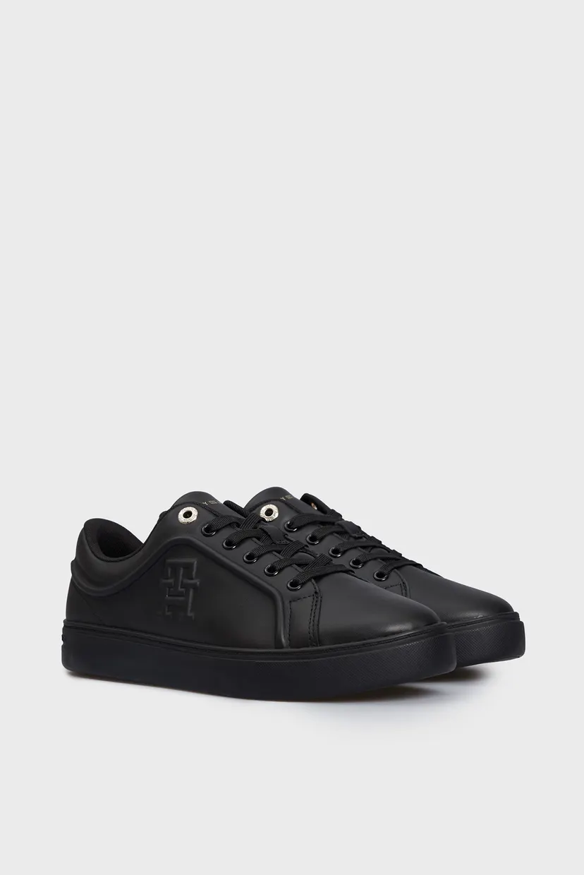 Женские черные кожаные сникерcы CASUAL LEATHER CUPSOLE 3