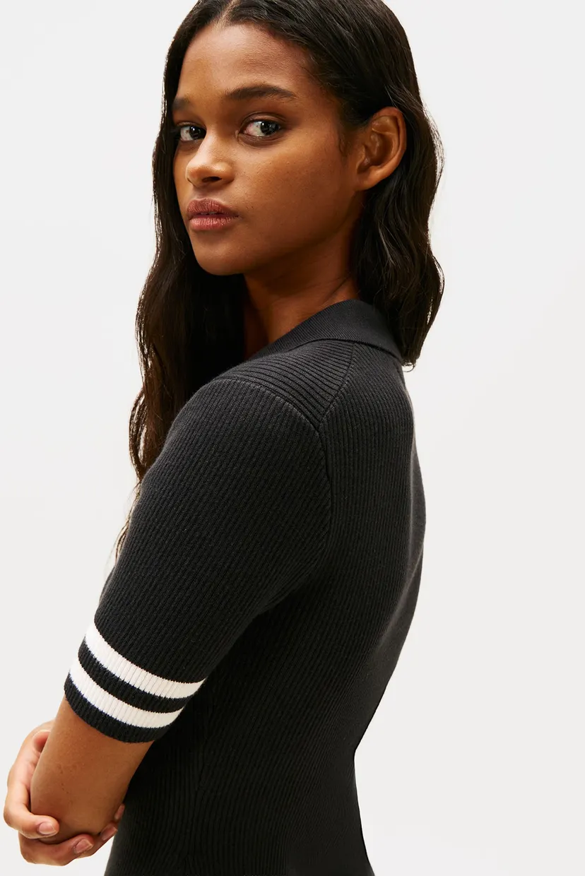 Женское черное платье F&F SWEATER POLO MINI 4