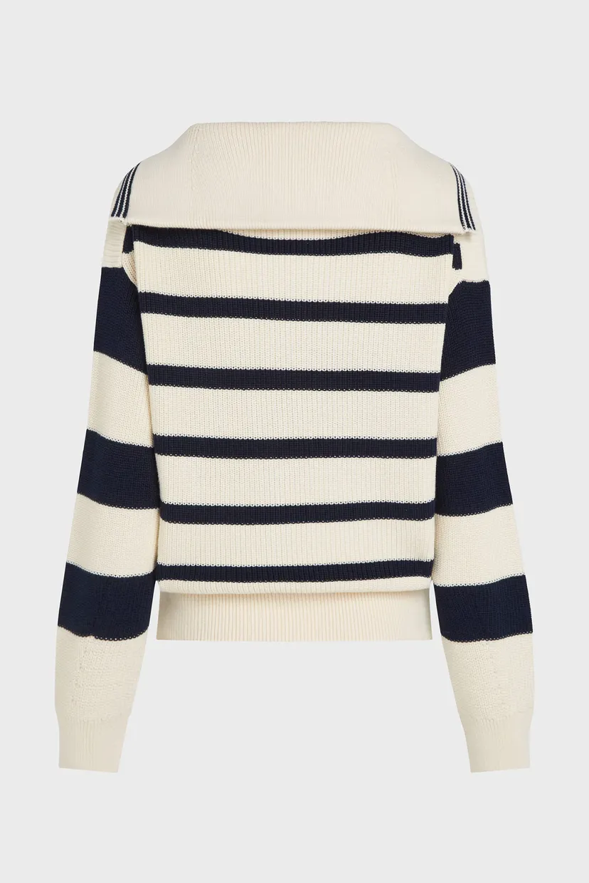 Женский пуловер в полоску CO CARDI STITCH OPEN POLO SWT LS 6