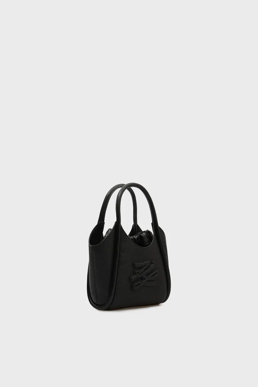 Женская черная кожаная сумка MINI TOTE 3