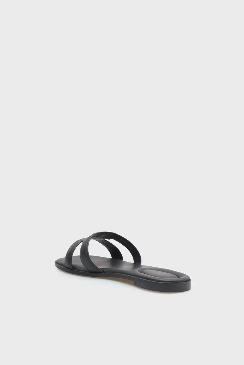 Женские черные кожаные слайдеры LOGO STRAP 5