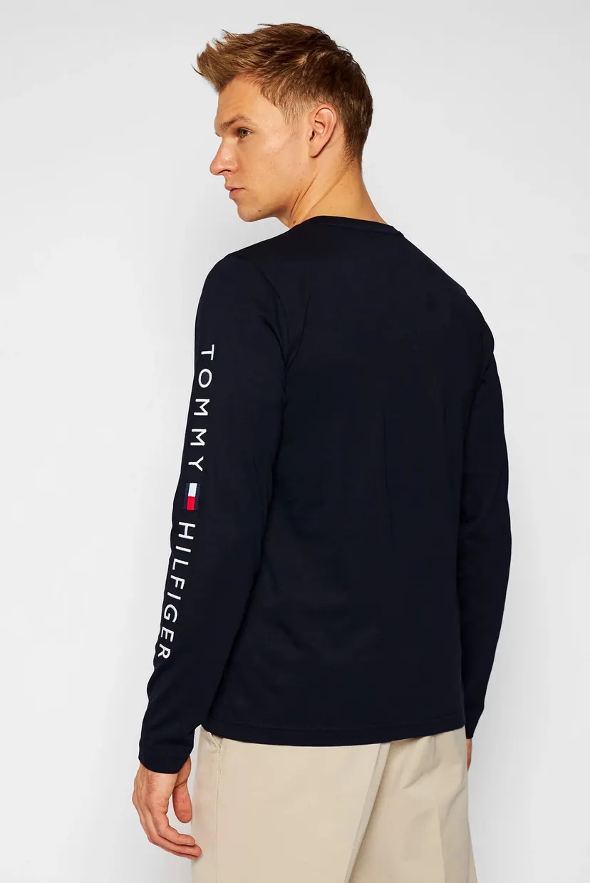 Чоловічий темно-синій лонгслів ТОММУ LOGO TEE 3