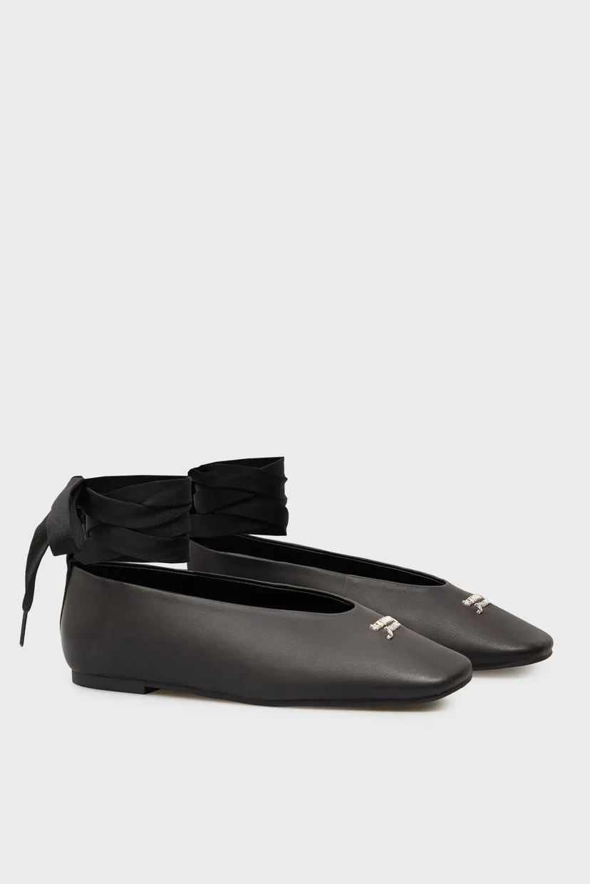 Жіночі чорні шкіряні балетки BALLERINA WITH LACES 3