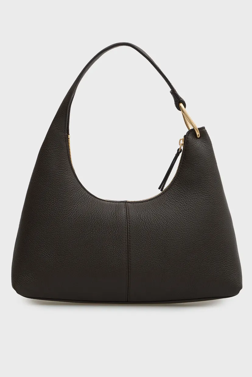 Жіноча темно-коричнева шкіряна сумка SLOUCHY LEATHER SHOULDER 4