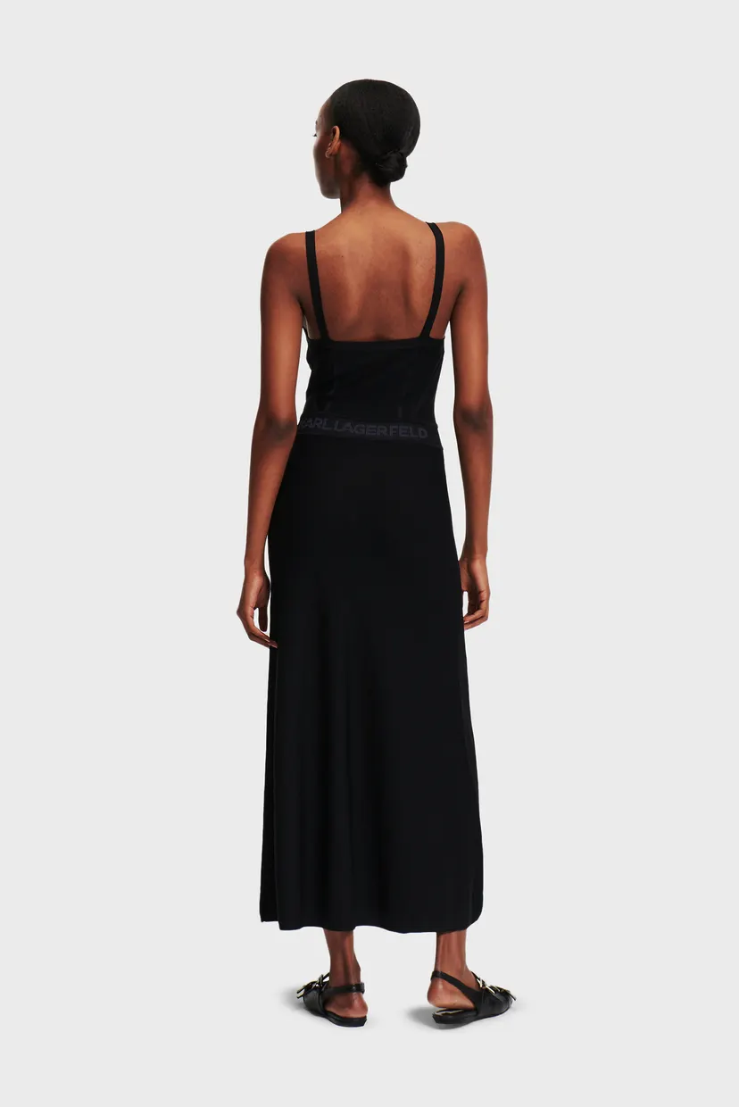 Женское черное платье sleeveless knit dress 3