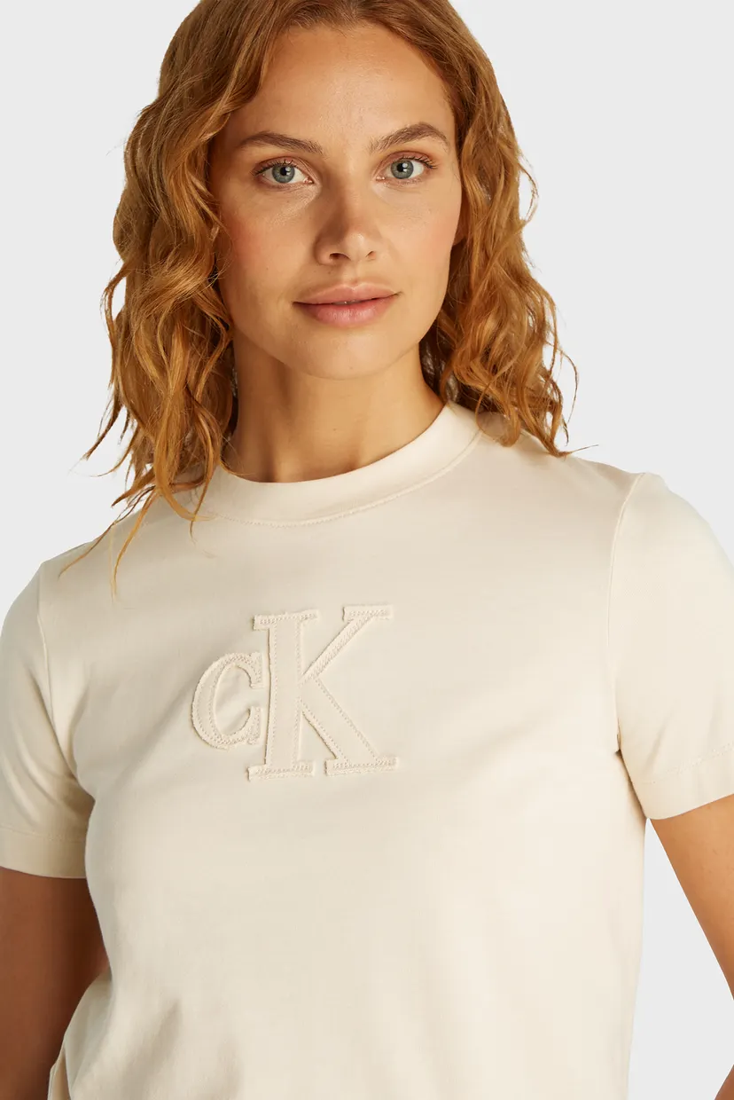 Жіноча біла футболка CK APPLIQUE REGULAR TEE 4