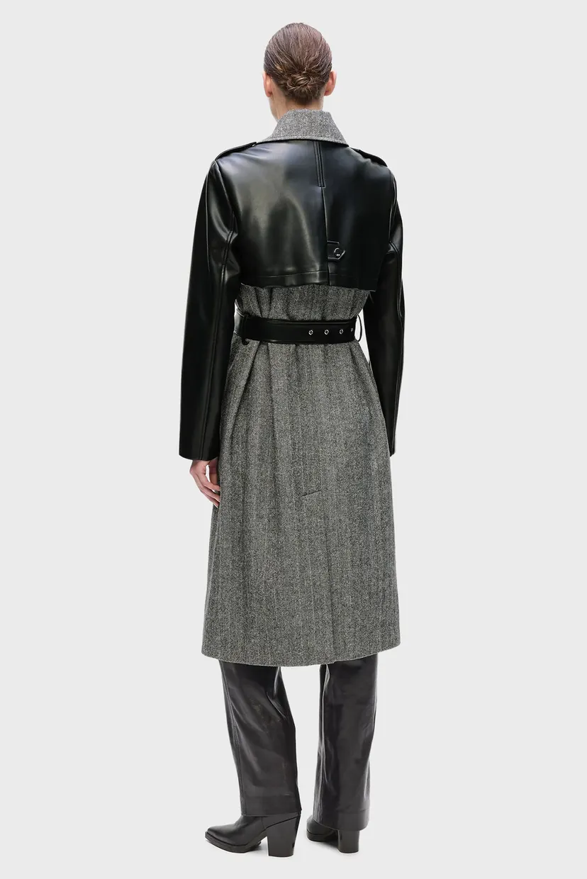 Женское серое пальто с узором tweed and faux 3