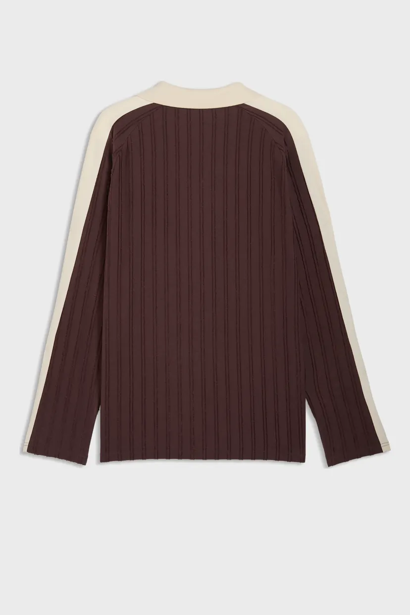 Чоловічий коричневий лонгслів T7 Relaxed Long Sleeve Polo Men 5