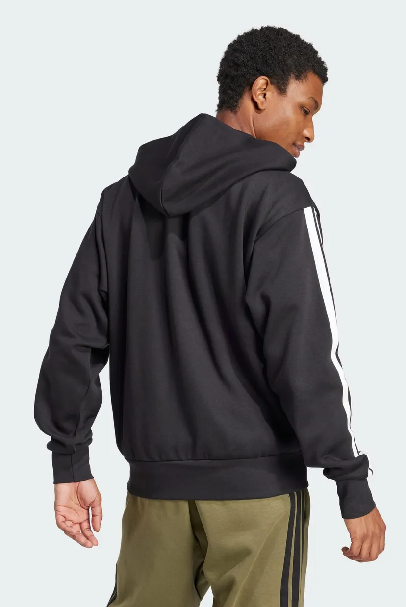 Мужское черное худи Essentials 3-Stripes Fleece 3