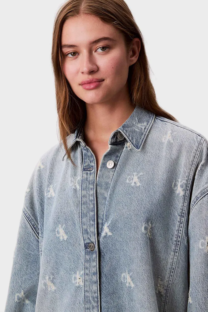 Женское голубое джинсовое платье с узором SHIRTDRESS 4