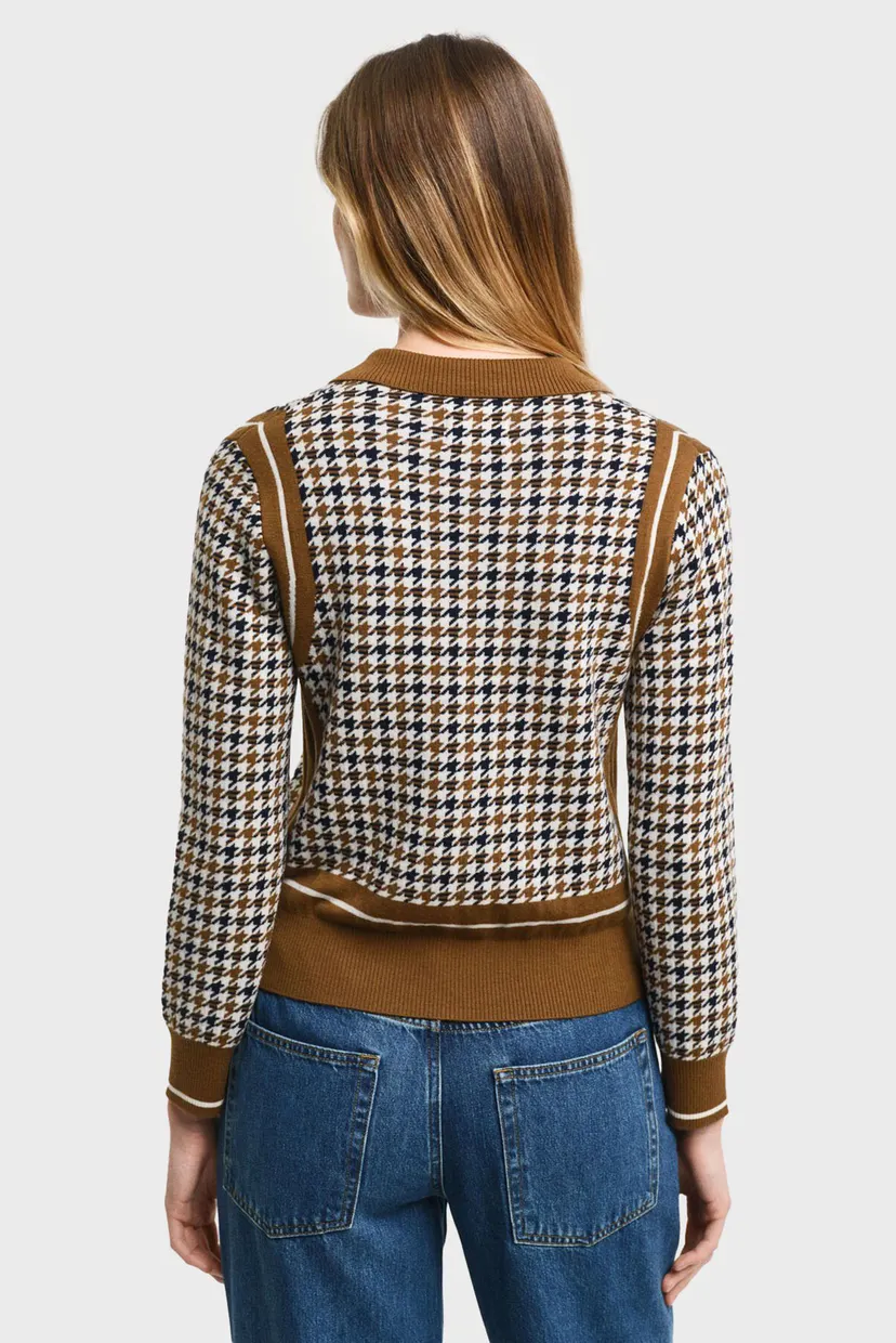 Жіноче вовняне поло з візерунком HOUNDSTOOTH JACQUARD POLO 3