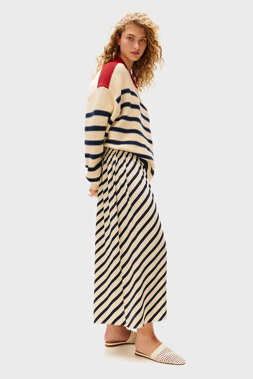 Женская бежевая юбка в полоску TH X SRG LONG FLUID BRETON SKIRT 3