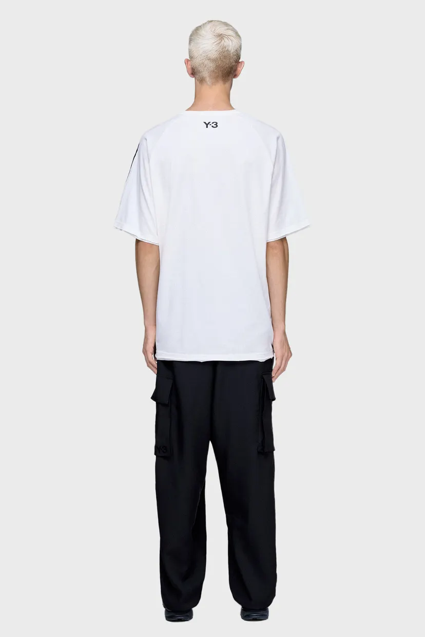 Белая футболка Y-3 RAW EDGE 3 STRIPES SHORT SLEEVE (унисекс) 3