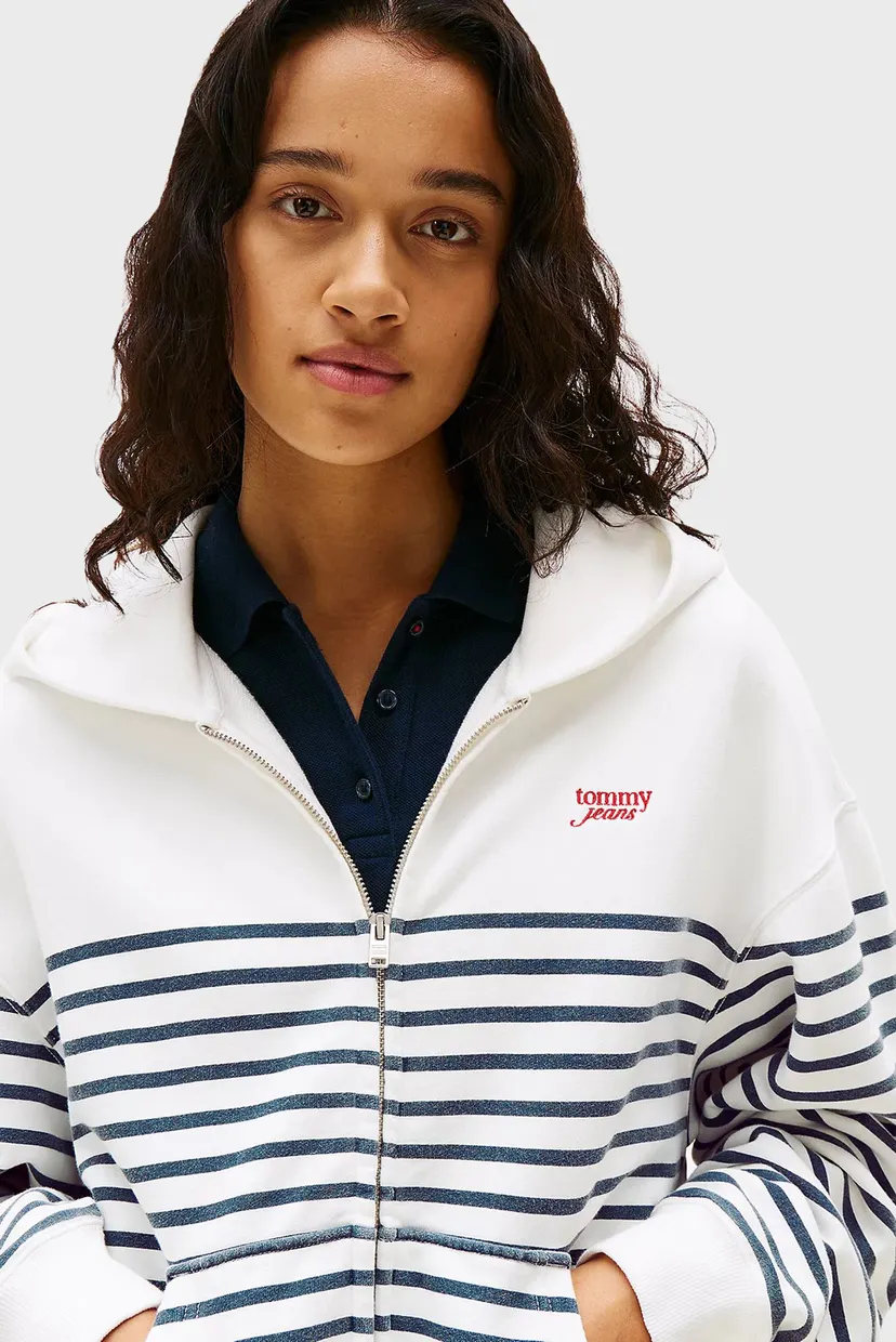 Жіноче біле худі у смужку BXY SCRIPT LOGO ZIP THRU 4
