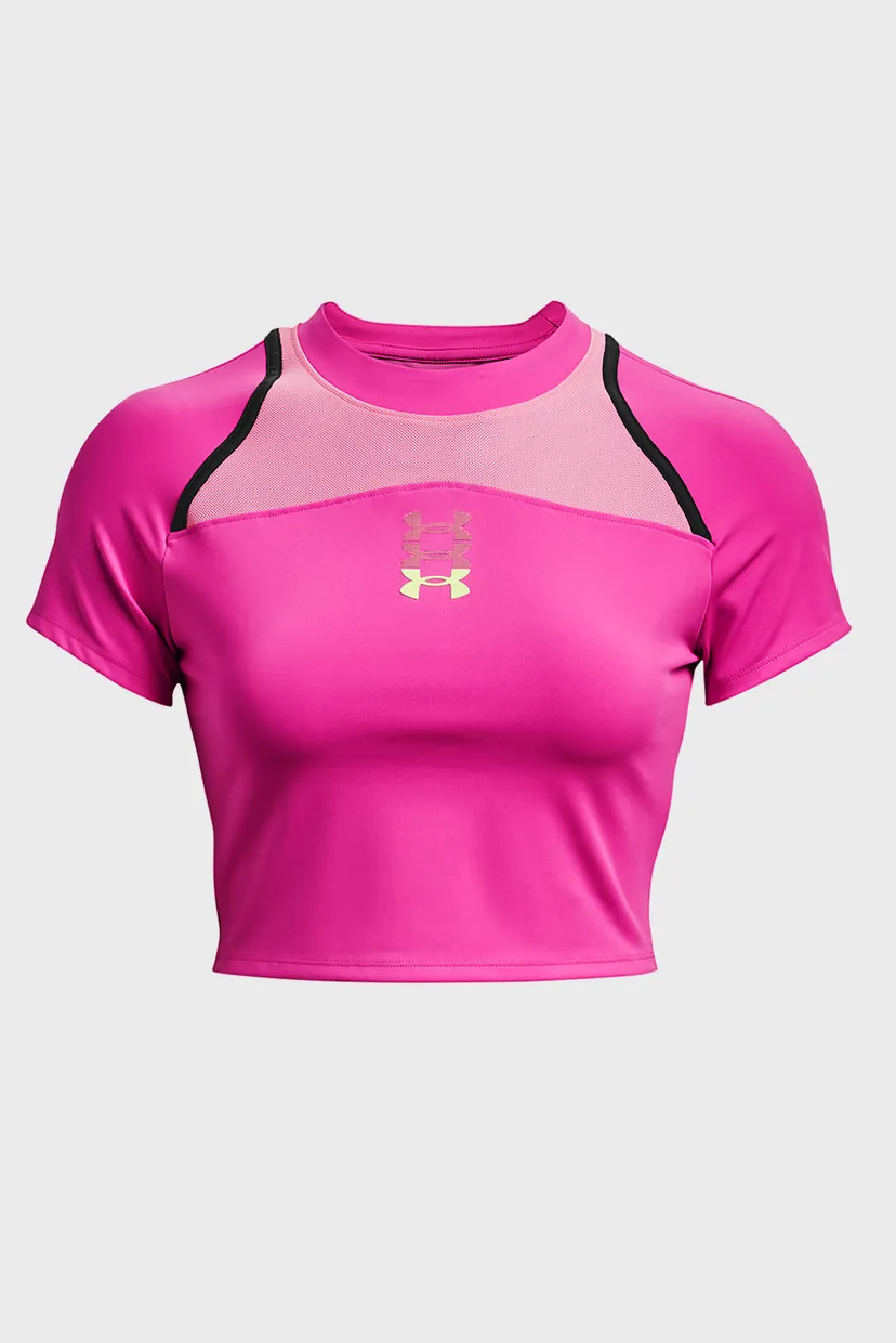 Женский розовый топ UA Run Anywhere Crop SS 6