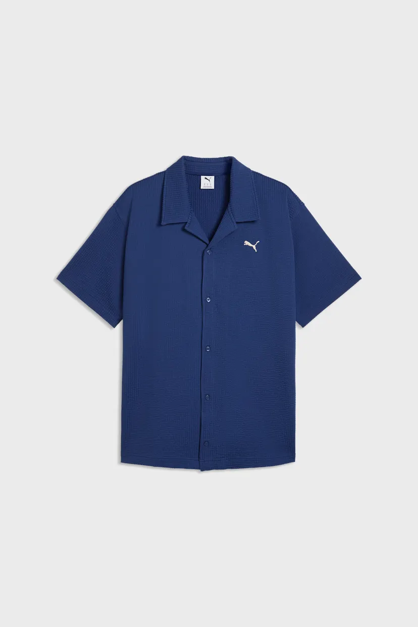 Мужская темно-синяя рубашка Essentials Elevated Shirt Men 4