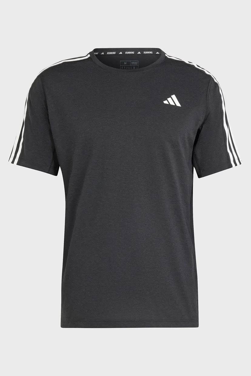 Чоловіча чорна футболка  Own the Run 3-Stripes 6