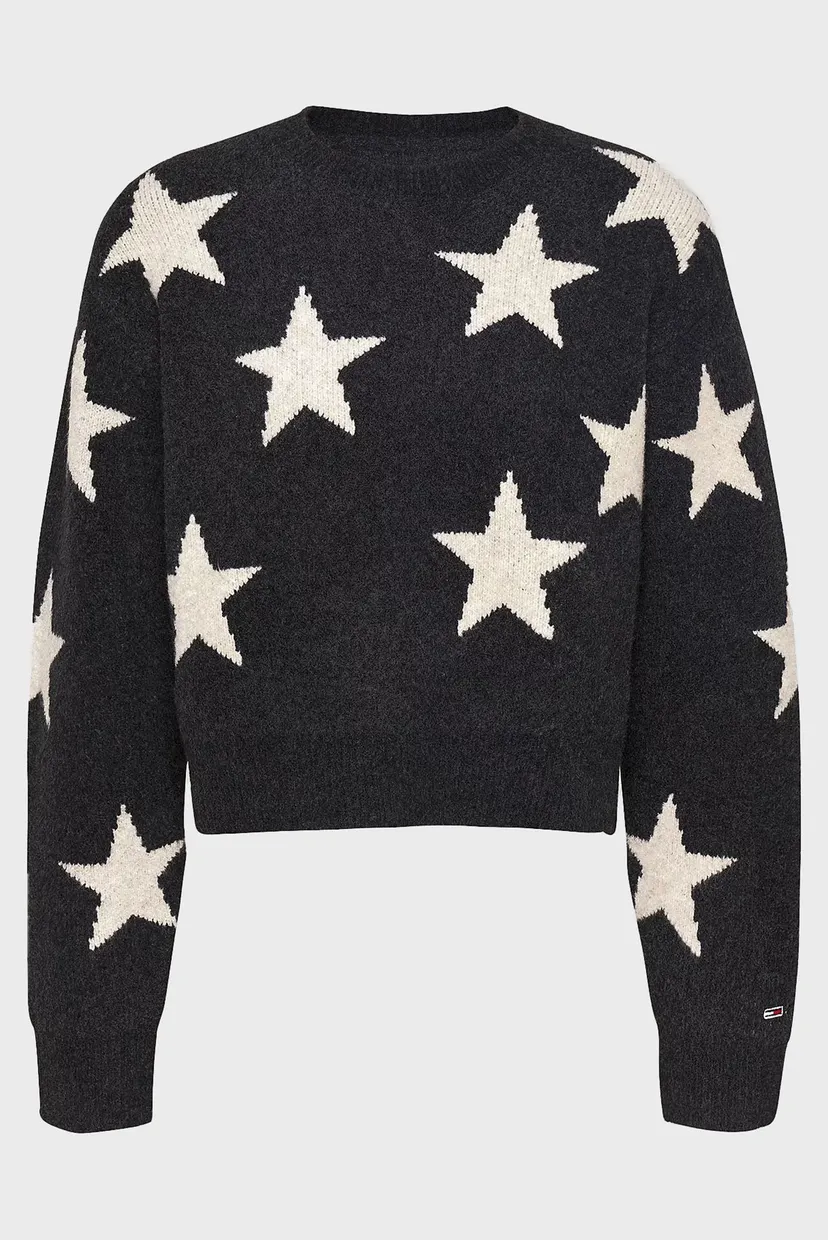 Женский черный свитер с узором TJW STAR SWEATER 5