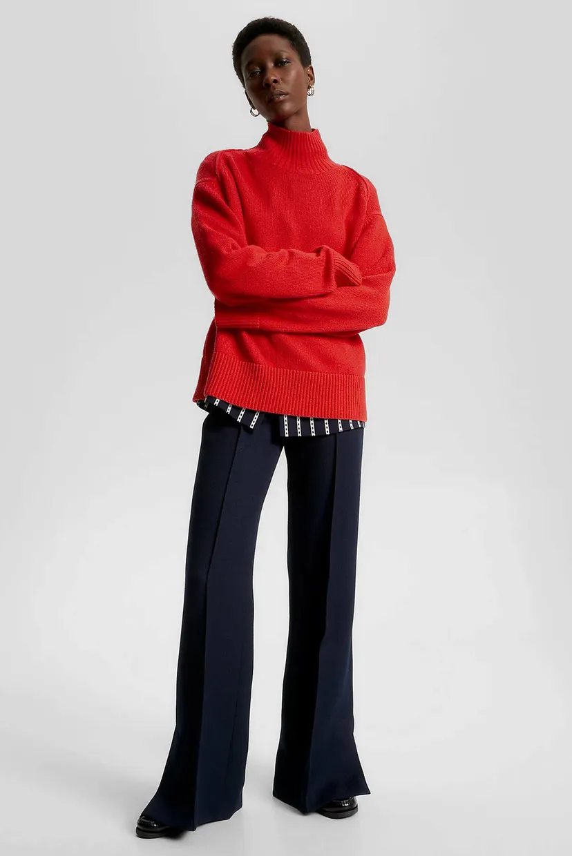 Жіночий червоний светр WOOL BLEND MOCK-NK Tommy Hilfiger