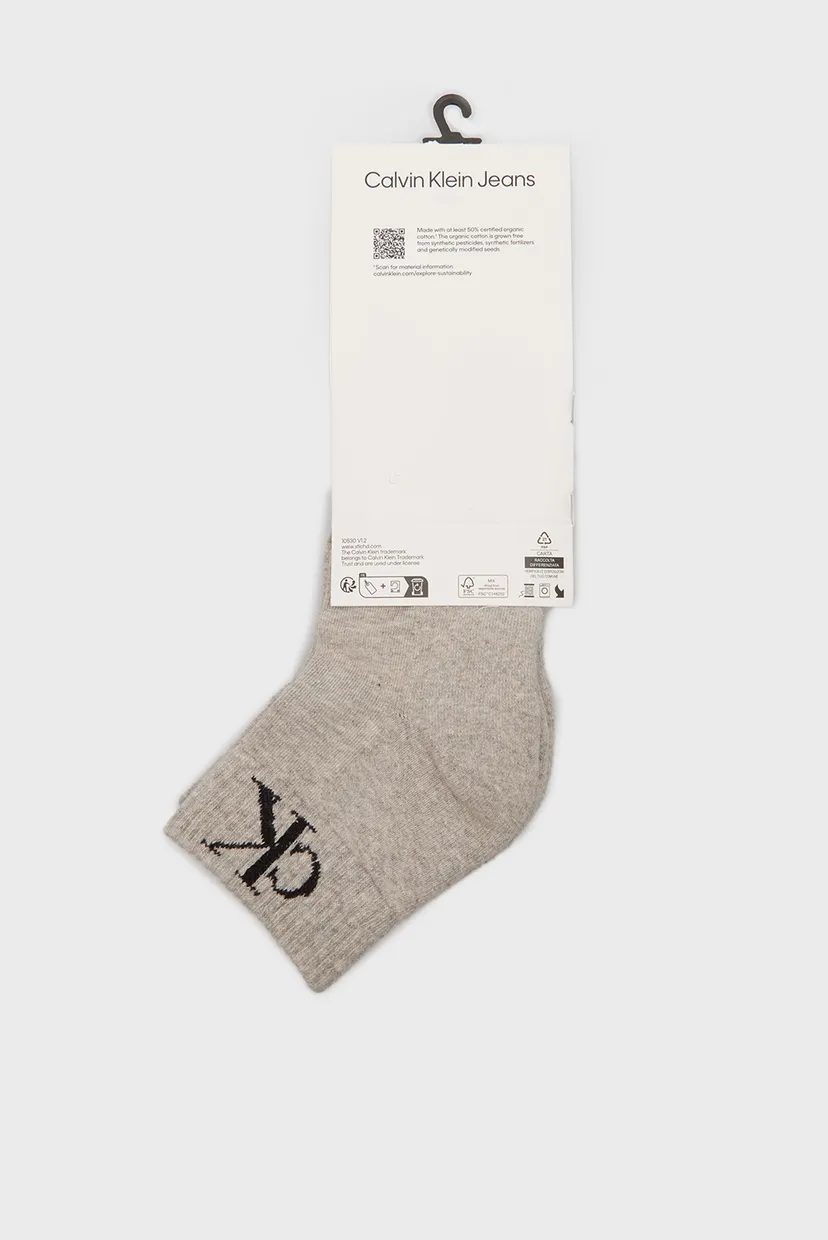 Мужские серые носки (2 пары) CKJ MEN QUARTER 2P MONOGRAM 3